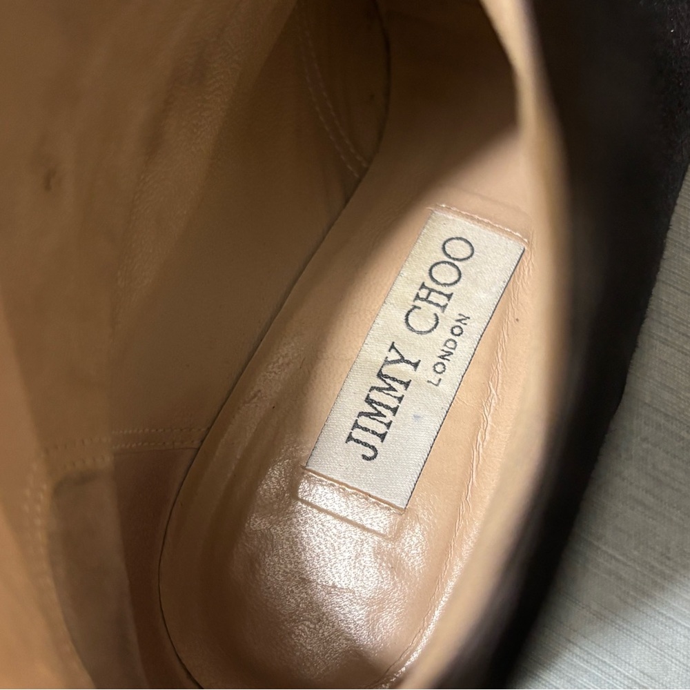 Jimmy Choo Black Suede Ankle Booties 36 1/2 Italy - Picture 2 of 10